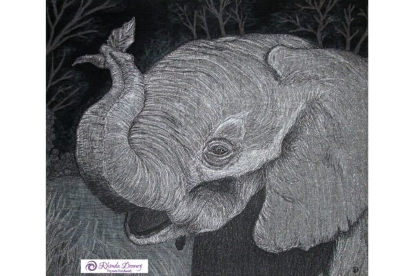 Rhonda Denney - Ashaka – Black & White (Elephant) 22” x 26” Art Quilt 2014