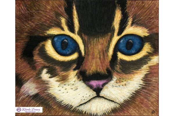 Rhonda Denney - Kitten - The Eyes Have It Series 24” x 30” Fiber Art. 2017