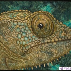 Chameleon – The Eyes Have It Series 30” x 40” Fiber Art  2017