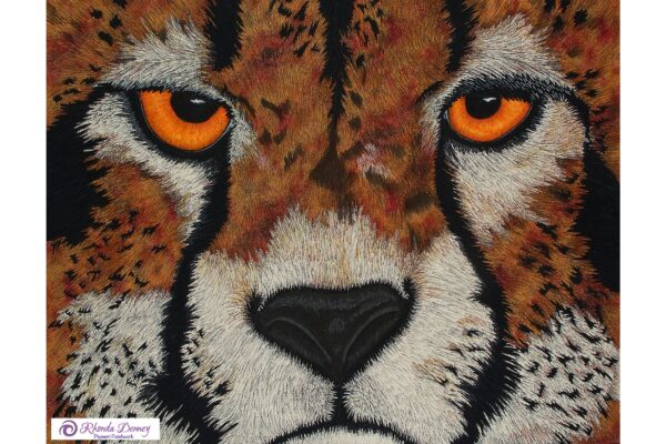 Rhonda Denney - Cheetah - The Eyes Have It Series - 40” x 30” Fiber Art 2015