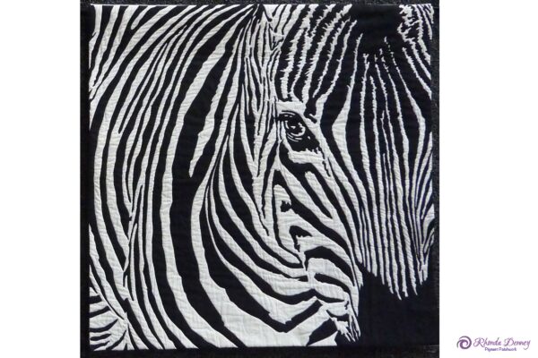 Rhonda Denney - The Eyes Have It (Zebra) 26” x 25” Art Quilt (positive version of “Between The Linez” Art Quilt) 2005